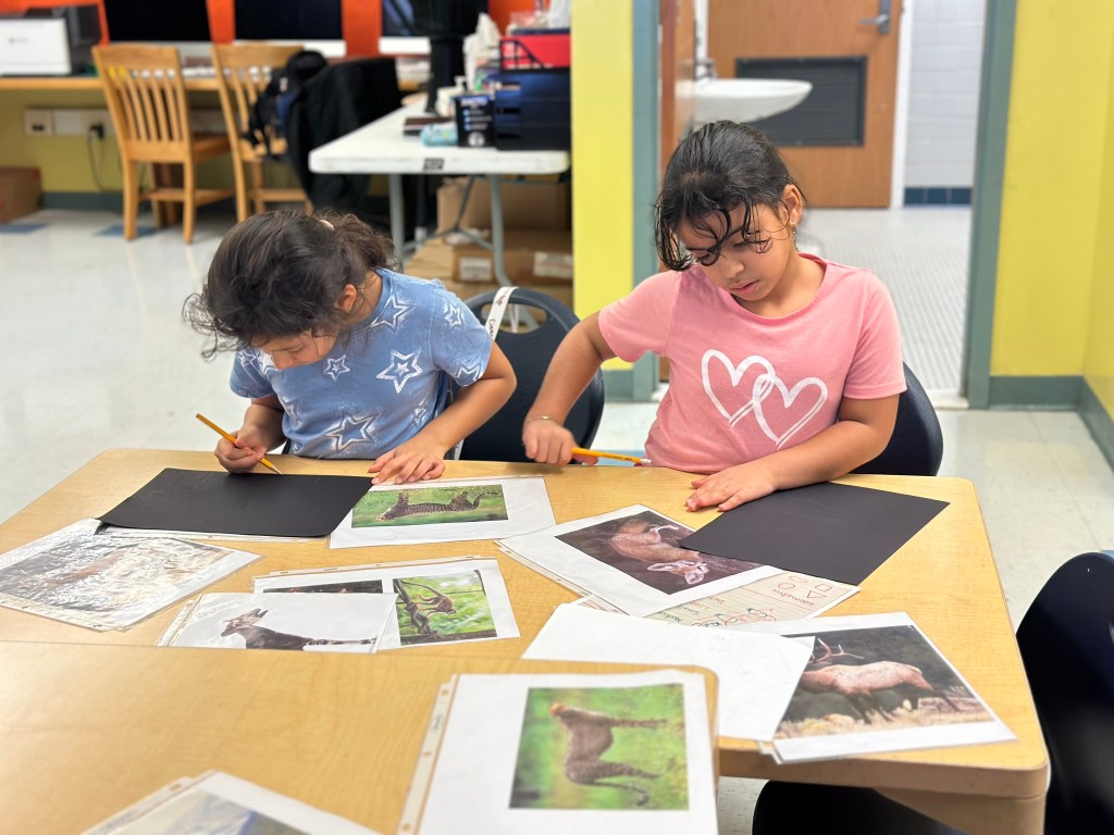 students working with texts